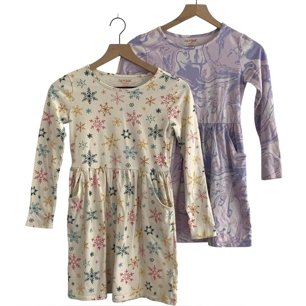 Cat & Jack Girls Dresses Set 2 Long Sleeve Pockets Size 10 12
